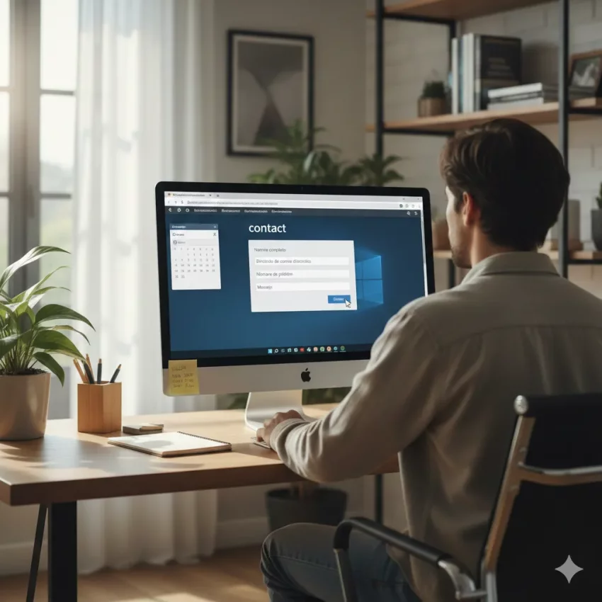 persona enviando una consultas online desde un ordenador